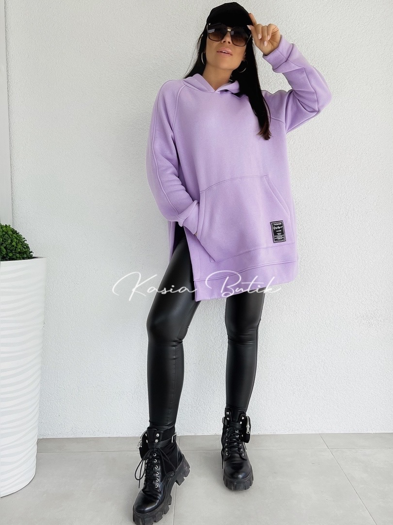 Bluza Oversize Fashion z Rozcięciami Pastelowa Lila - polecana również dla kobiet w ciąży - produkt włoski zdjęcie 1