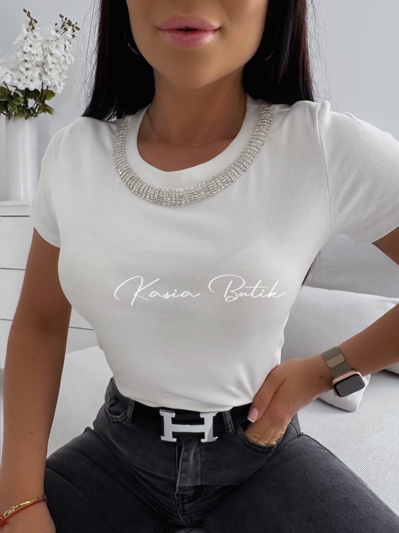 T-shirt Necklace Biały - polecany również dla kobiet w ciąży zdjęcie 1