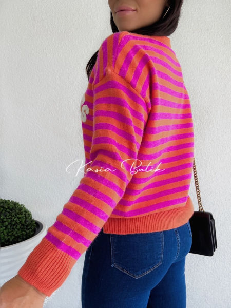 Sweterek LA Los Angeles 1989 Różowo-Pomarańczowy -polecany również dla kobiet w ciąży - produkt francuski zdjęcie 2