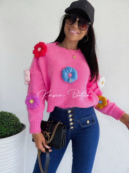 Sweterek Daisy Kwiatki 3D Barbie -polecany również dla kobiet w ciąży - produkt francuski zdjęcie 1