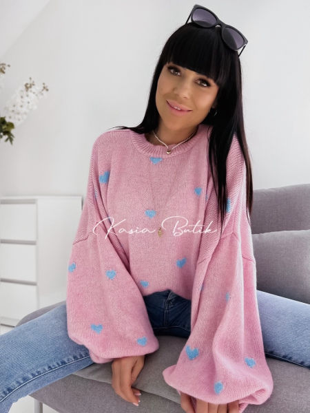 Sweterek Sweet Pudrowy - polecany rÃ³wnieÅ¼ dla kobiet w ciÄ…Å¼y - produkt wÅ‚oski zdjÄ™cie 4