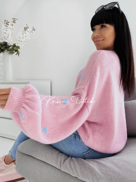 Sweterek Sweet Pudrowy - polecany rÃ³wnieÅ¼ dla kobiet w ciÄ…Å¼y - produkt wÅ‚oski zdjÄ™cie 3
