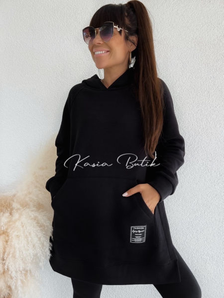 Bluza Oversize Fashion z Rozcięciami Czarna- polecana również dla kobiet w ciąży - produkt włoski zdjęcie 1
