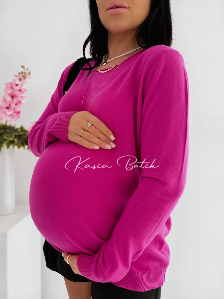 Sweterek Soft Oversize Classic Malina - polecany również dla kobiet w ciąży - produkt włoski zdjęcie 2