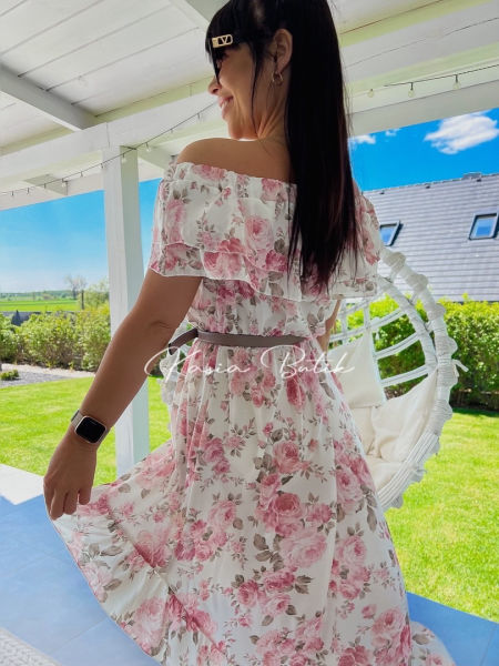 Sukienka Midi Sindi Powder Rose - polecana również dla kobiet w ciąży - produkt włoski zdjęcie 4