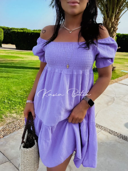 Sukienka Muślinowa Milo Lila - polecana również dla kobiet w ciąży - produkt włoski zdjęcie 4